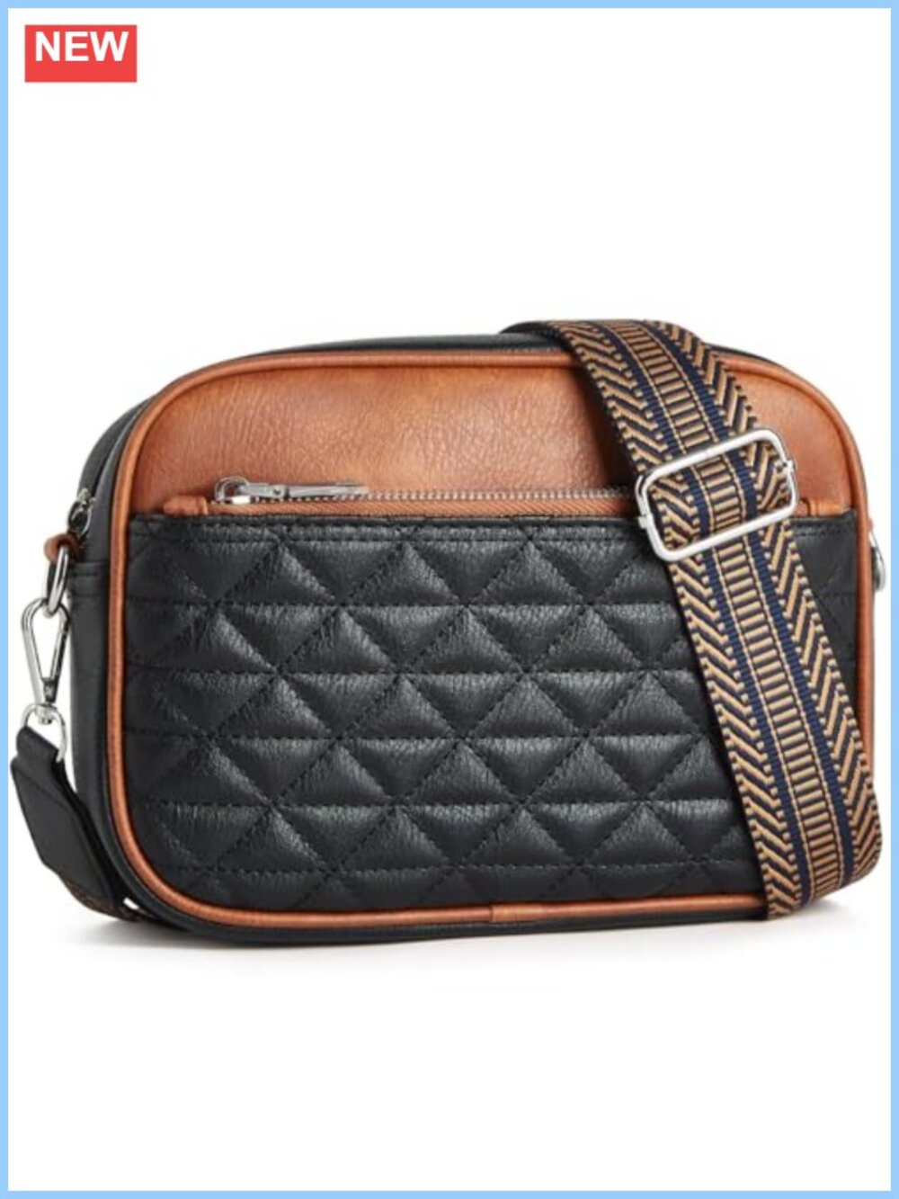 Vegan Leather Quilted Crossbody Hobo Bag RFID Adjustable Strap